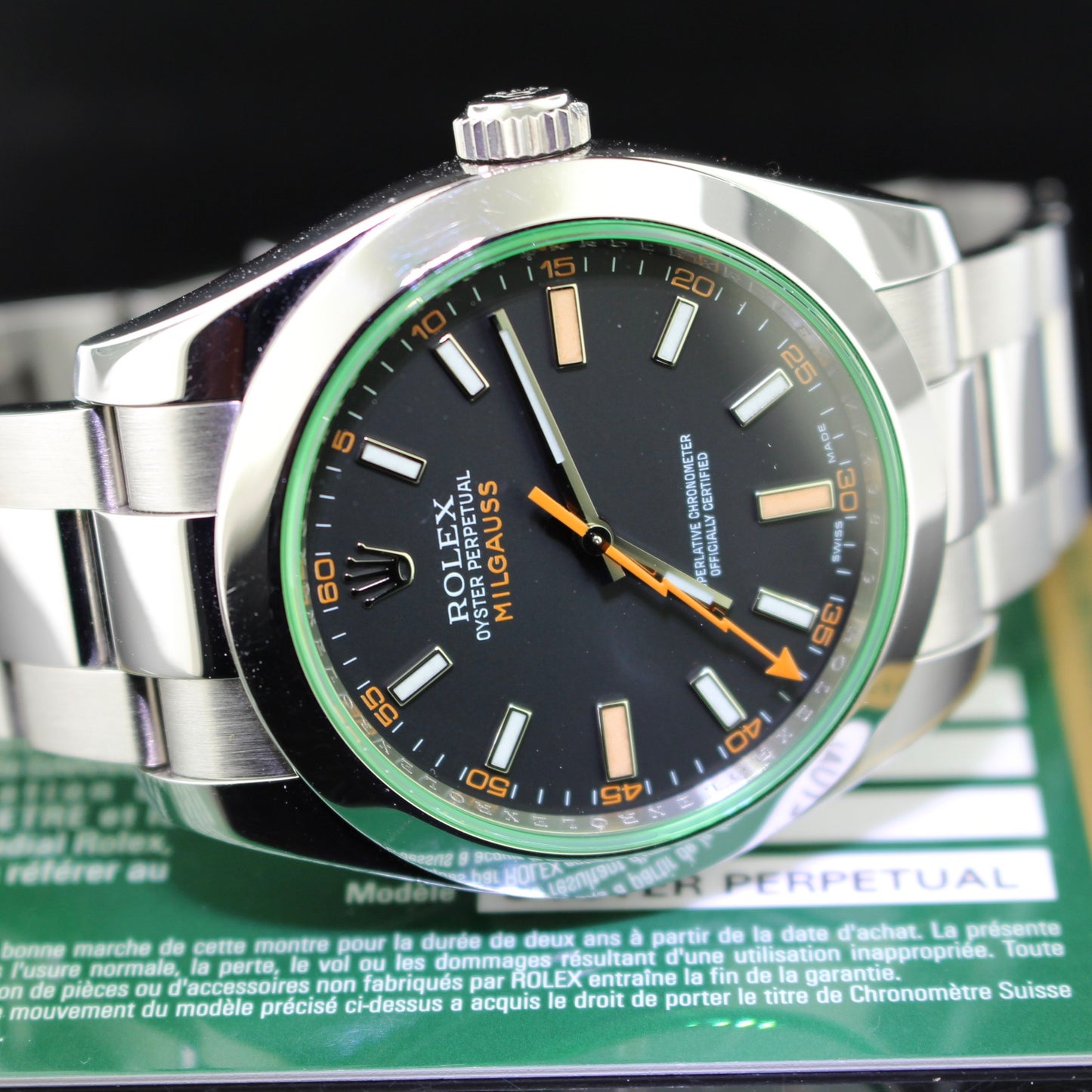 Rolex Milgauss ref.116400GV vetro verde